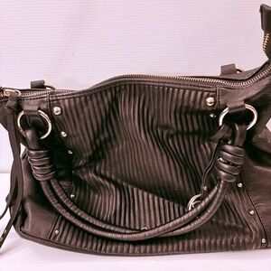 Jessica Simpson Black Shoulder Bag with Gold Hardware